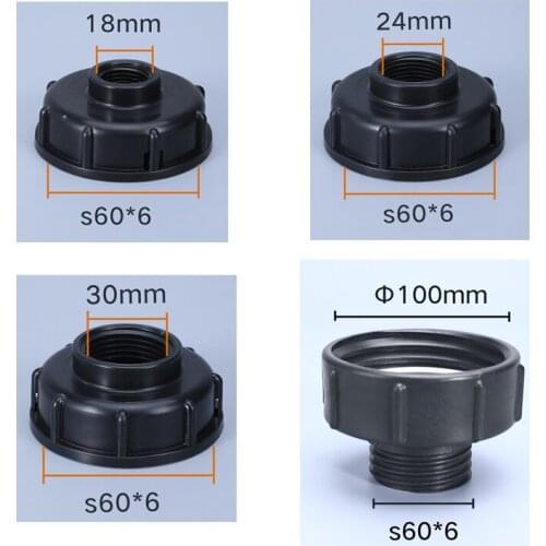 HEMAN 5pcs IBC Tank Fittings Coarse Threaded 60mm cap to 1/2" 3/4" 1" Adapter Connector Replacement Valve adapter