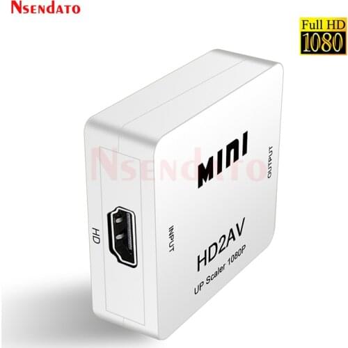Mini HD Video Converter Box HD to RCA AV/CVSB L/R Video 1080P HD2AV Support NTSC PAL Output HD TO AV Scaler Switch Adapter