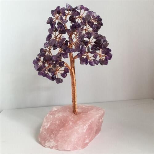 Natural Amethyst Tree Quartz Crystal Raw Powder Base Point Healing Home Decoration