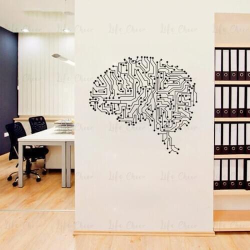 Microchip Computer Abstract Brain Mind Unique Gift DIY Home Decor Art Mural Vinyl Wall Decal Sticker Quote School laboratory