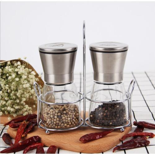 RSCHEF The transparent glass pepper mill supplies kitchen supplies stainless steel seasoning bottles with shelves