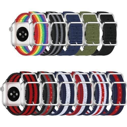 Nylon Bracelet for Apple Watch SE 6 5 4 Band 44mm 40mm Metal Loop Wrist Strap for iwatch series 3 2 1 38mm 42mm Watchband