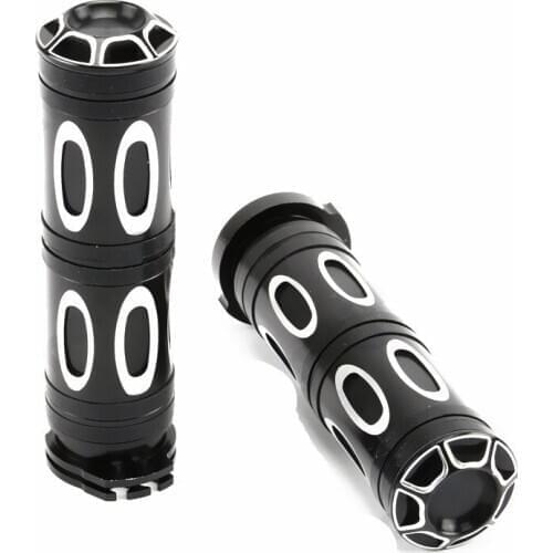 1" 25mm Black CNC Edge Cut Aluminum Handlebar Hand Grips For Harley Dyna Honda Suzuki Aprilia Victory Triumph Ducati BMW KTN