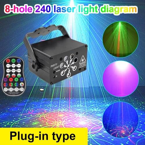 248/128 Patterns RGB Stage Light USB Voice Control Disco Light Party Show Laser Projector Effect Lamp for Home Party KTV