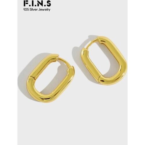 F.I.N.S Minimalism Pure 925 Silver Earrings Small Hoop Earrings Gold Color Korean Fashion 925 Silver Female Fine Jewelry
