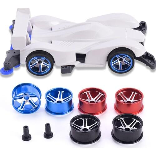 4 Pieces Large Diameter Wheel Hubs/Tires Metal Wheels Spare Parts For Tamiya Mini 4WD Racing Car Model