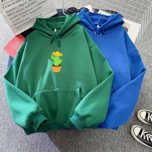 Cactus Hoodie for Girls Korean Sweatshirt Ulzzang Coat Fun Jacket 90s Cartoon Clothes for Women Warm Oversized Moletom Feminino
