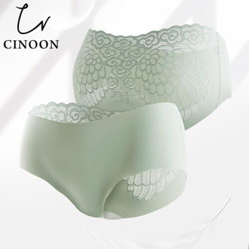 CINOON Latex Seamless Pantie Fashion Women Underwear Ice Silk Comfort Intimates Sexy Hollow Out Lingerie High-Rise Female briefs