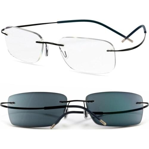 Ultralight Titanium Outdoor Photochromic Reading Glasses Eyeglass Men Sun Automatic Discoloration Presbyopia Hyperopia Glasses