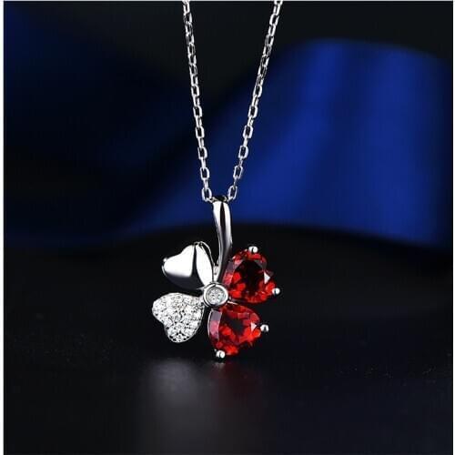 YSH New 100% 925 Sterling Silver Colored Zircon lucky clover Pendant Necklace 2020 Woman Fashion DIY Jewelry Gifts Free Shipping