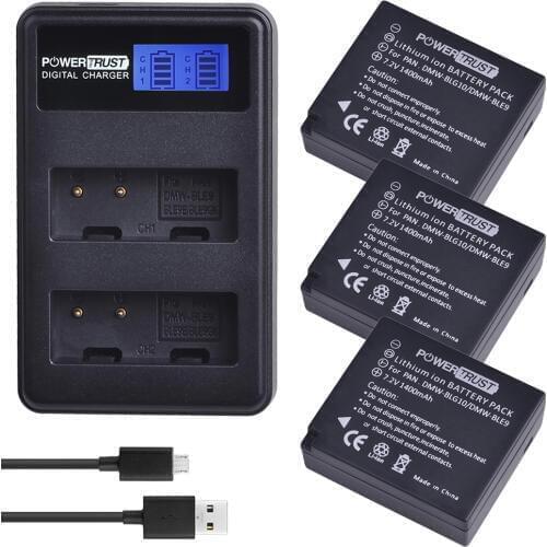 3Pcs DMW-BLG10 DMW BLG10 DMW-BLE9 BLE9 BLE9E Camera Battery+ LCD USB Dual Charger for Panasonic Lumix DMC GF6 GX7 GF3 GF5 GX80