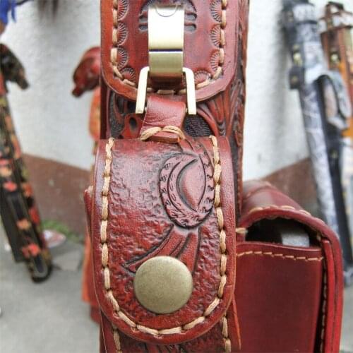 JF6-AB002 Billiard Case 6 Holes 2B4S Top Handmade Genuine Leather Case 90*13*10cm Oval Embroidery Bag Billiard Accessories