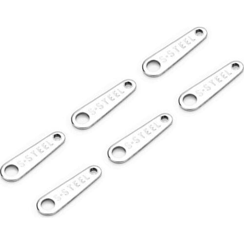 100pcs/lot 3X10mm Connector Stainless steel tail tag with lettering water drop Pendant For DIY bracelet Jewelry Making fdg4s