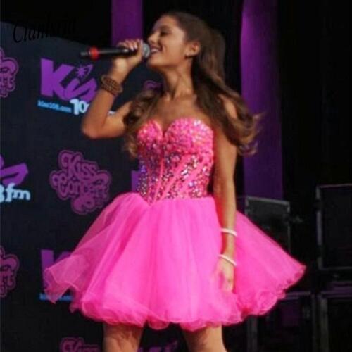 2020 Fuchsia Sweetheart Homecoming Dresses Beaded Rhinestones Backless Basque Waist Sweet 16 Short Prom Cocktail Dresses