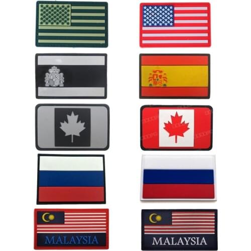 1 Pc 3d Pvc Russia USA Spain Malaysia Flag Patches Tactical Military Military Uniform Badge Fabric Armband Backpack Accessories