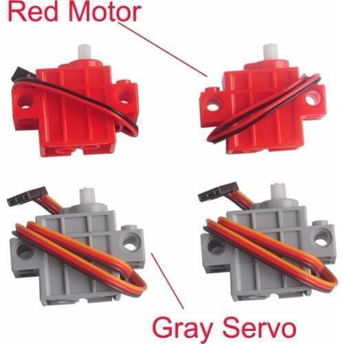 4Pcs 270 Degree Programmable Gray Geek Servos / Red Gear Motor for Lego micro:bit Robotbit Smart Car Makecode MB0007 MB0008