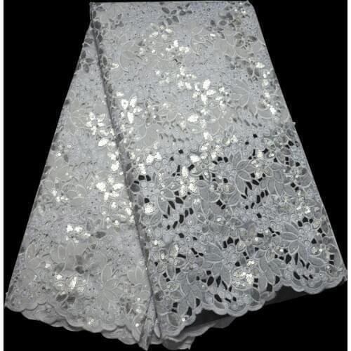 5yards/pc high grade Luxury sequins embroidered African handcut organza lace fabric with stones and beads for party dress OP20