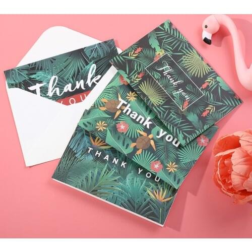 6pcs/set Rainforest Tropical Turtle Leaf Invitation Greeting Cards Wedding Party Folding Cards with Envelopes Postcard Cards