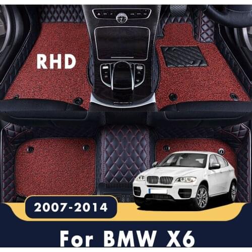 RHD For BMW X6 2014 2013 2012 2011 2010 2009 2008 2007 Luxury Double Layer Wire Loop Car Floor Mats Carpets Auto Decoration
