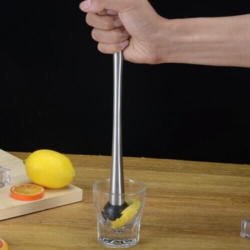 New 1PC Cocktail Muddler Stainless Steel Bar Mixer Bar Utensils Accessories Cocktail DIY Fruit Juice Muddler Crushed Ice Bar