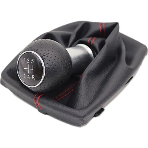 Free shipping Black red line 5/6 Speed Car Shift Gear Knob Lever Gaitor Boot Cover for Audi AUDI A4 B6 B7