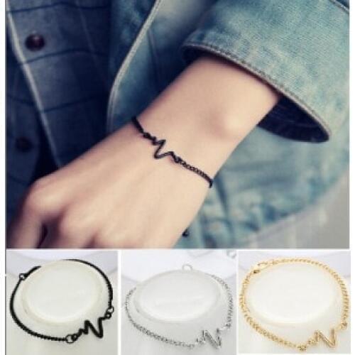 Heartbeat Bracelets For Couples Simple Electrocardiogram Lightning Bracelet Personality Design Bracelet Charm