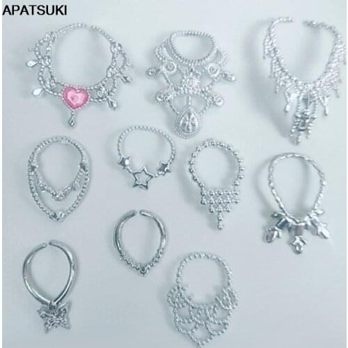 10pcs/lot Mixes Style Fashion Necklace For Barbie Dolls Decoration Chain For 1/6 BJD Dollhouse Accessories Kids DIY Toys