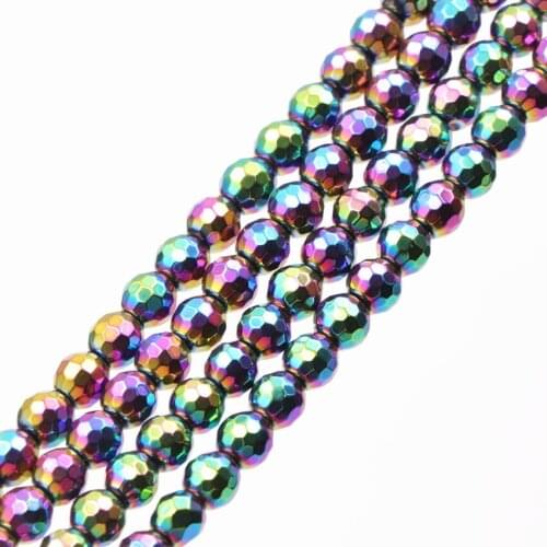 DIY Accessories Natural Stone Hematite Loose Spacer Beads for Jewelry Making Multicolor Faceted Round Findings Craft 15inch A689