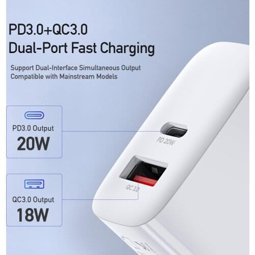 For Apple Android PD 20W QC18W Dual-Port Adapter Safe Fast Charging Wall Phone Travel Charger EU Adapter DUX DUCIS with CE ROHS