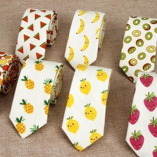 Cotton Mens Colourful Tie Banana Fruits Ties For Man Narrow Necktie Slim Skinny Cravate Narrow Thick Adults Women Neckties