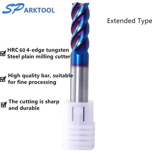 HRC60 Carbide end mill 1 2 4 5 6 8 10 12mm 4Flutes Flat End Mills Alloy Coating Tungsten Steel cutting tool CNC maching Endmills
