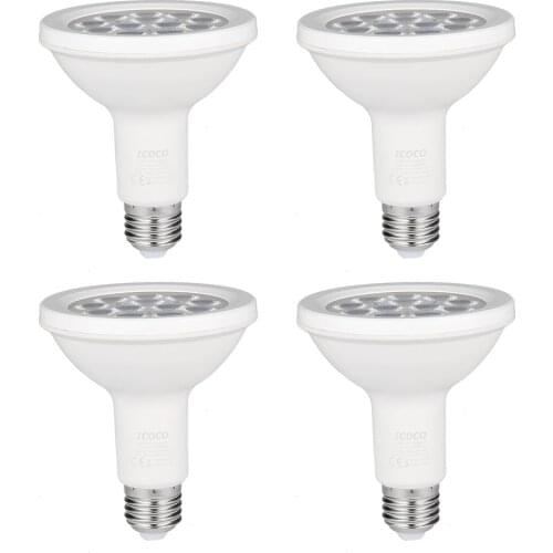 ICOCO 4pcs/set Par30 12Led 12W Dimmable Long Neck 1000Lm 3000K Warm White Spotlight Led Bulb Quivalent For 75W Halogen Bulb