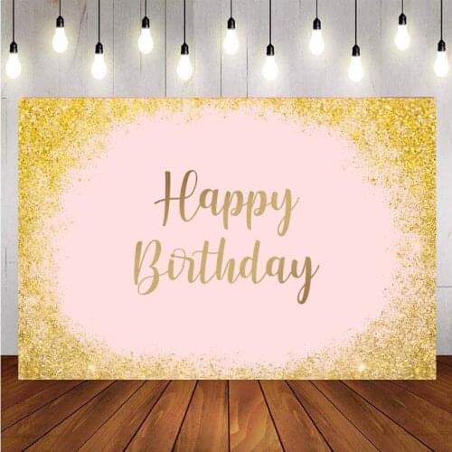 Customized Golden Polka Dots Backdrop Adult Happy Birthday Party Photography Background Photo Studio Prop