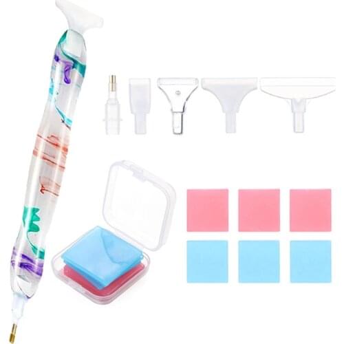 5D Diamond Painting Tool Accessories Handmade Resin Crystal Point Drill Pen with Clay Wax 5D DIY Square Diamond Painting