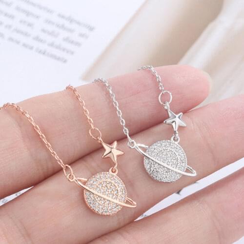 Fashion Minimalist Shining Saturn Necklace Star Best Friend Clavicle Chain Necklaces for Women Jewelry Gift
