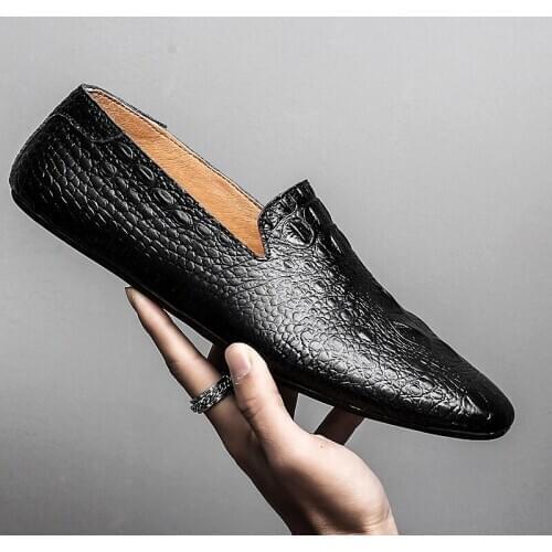 Black Men Loafers Shoes Luxury genuine leather Slip-on Moccasins Casual Men Shoes fashion loafers Mens Flats driving Shoes