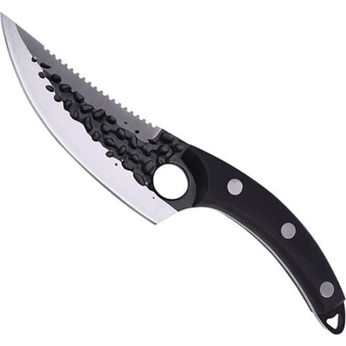 Viking Knives Set Forged High Carbon Steel Kitchen Knife Serbian Jagged Fish Scale Knife Cleaver Butcher Cooking Tools