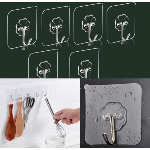 Wall Hooks Transparent Strong Self Adhesive Door Wall Hanger Hook Suction Storage Rack Cup Sucker Bathroom Organizer Accessories