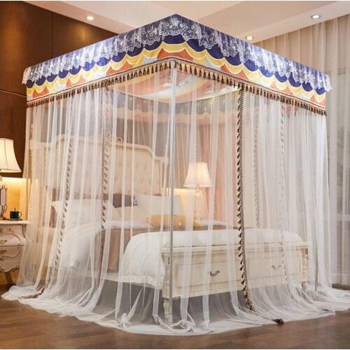 2021 New luxury and beautiful square palace mosquito nets with top curtain canopy nets three-door mosquito nets without brackets