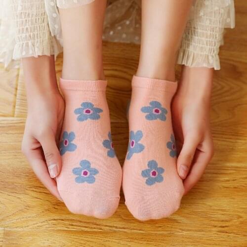 New Fashion Floral Printed Cotton Socks For Women Calcetines Mujer Soft Girl Cute Short Ankle Sock Woman Chaussettes Femme Meias