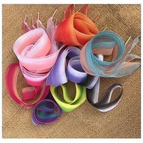 New Style 120cm Wide Double Gradient Color Silk Ribbon Shoelaces Sneaker Sport Shoes Lace One Pair Free Shipping