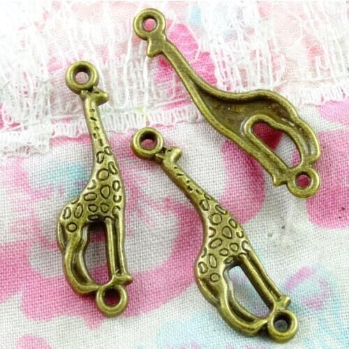 100 pcs/lot Zinc Alloy Antique Bronze Plated deer Charms Pendants Double hole connector Metal Jewelry Findings Fit DIY