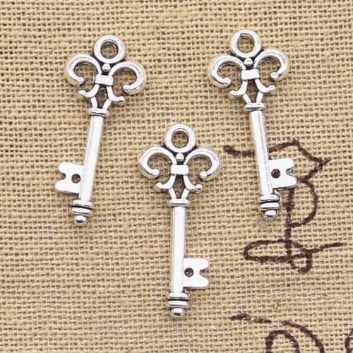 20pcs Charms Vintage Skeleton Key 24x11mm Antique Making Pendant fit,Vintage Tibetan Silver color,DIY Handmade Jewelry