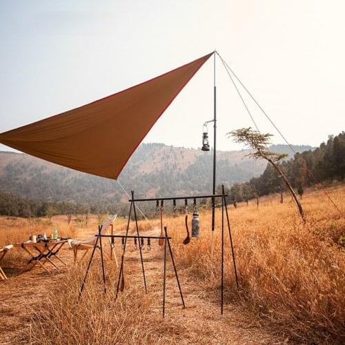 Outdoor Camping Portable Storage Hook Rack Folding Tripod Camping Barbecue Tool Large Storage Rack