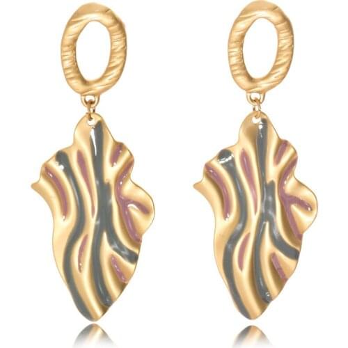 Pri Jin New Jewelry Simple Fashion Stud Earrings Alloy Drop Oil Earrings Irregular Earrings Women Dangle Gold Earrings