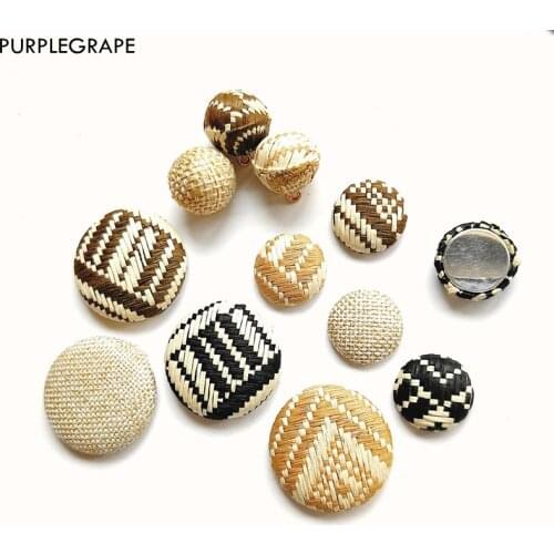 PURPLEGRAPE Minimalist button weave bamboo pendant bead earrings accessories DIY handmade pendant material a pack of 10