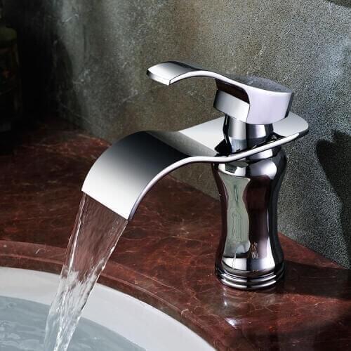 Luxury solid brass chrome finished bathroom sink waterfall faucet basin Hot and cold water mixer tap faucet--MD4576