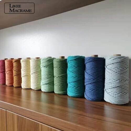 100% Cotton 4mm Macrame Cord Colorful Cord Rope Twisted Craft String DIY Home Textile Wedding Decorative supply 54 yards