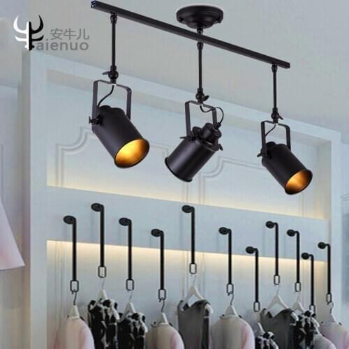 Led Spotlights American Vintage Loft Pendant Light Iron Led Lamp E27 Spotlight Mercantile Lighting For Bar/cafe lustre pendente