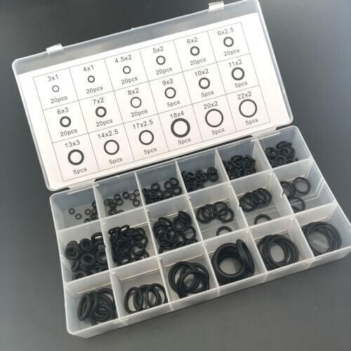 High Quality Rubber 225Pcs 18 Sizes O-ring Kit Green Metric O ring Seals Nitrile for car door window electric appliance bearing